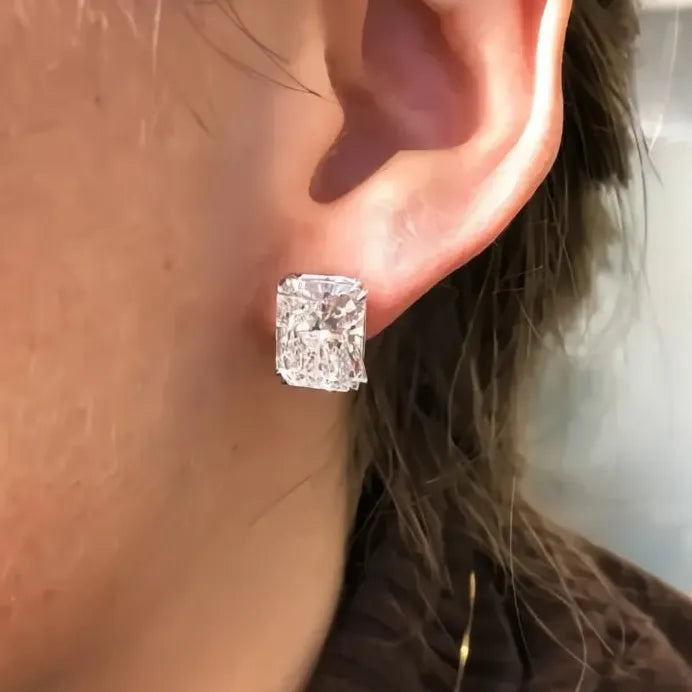 Geometric Rectangular Cubic Zirconia Stud Earrings for Women Wedding Jewelry