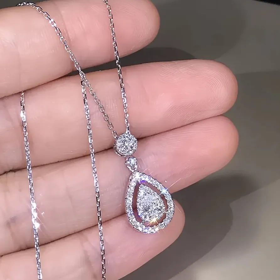 Silver Cubic Zirconia Wedding Necklace for Women – Luxury Statement Jewelry