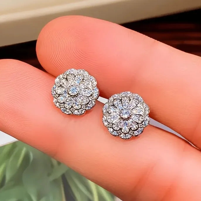 Geometric Cubic Zirconia Stud Earrings for Women Wedding Jewelry