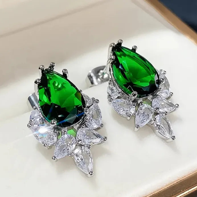 Geometric Cubic Zirconia Stud Earrings for Women Wedding Party Jewelry