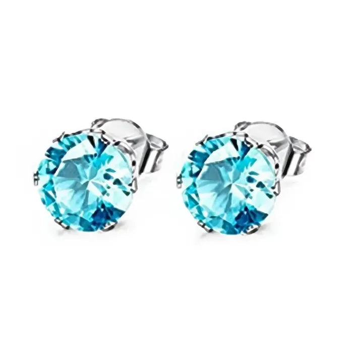 Geometric Cubic Zirconia Stud Earrings for Women, 12 Colors, Daily Wear