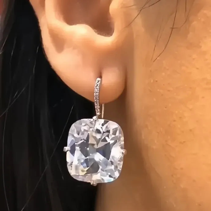 Luxury White Cubic Zirconia Geometric Copper Alloy Dangle Earrings for Women