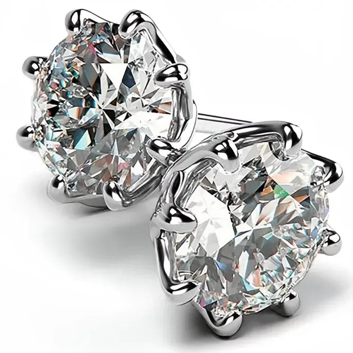 10mm Round Cubic Zirconia Stud Earrings for Women Copper Alloy Elegant Jewelry