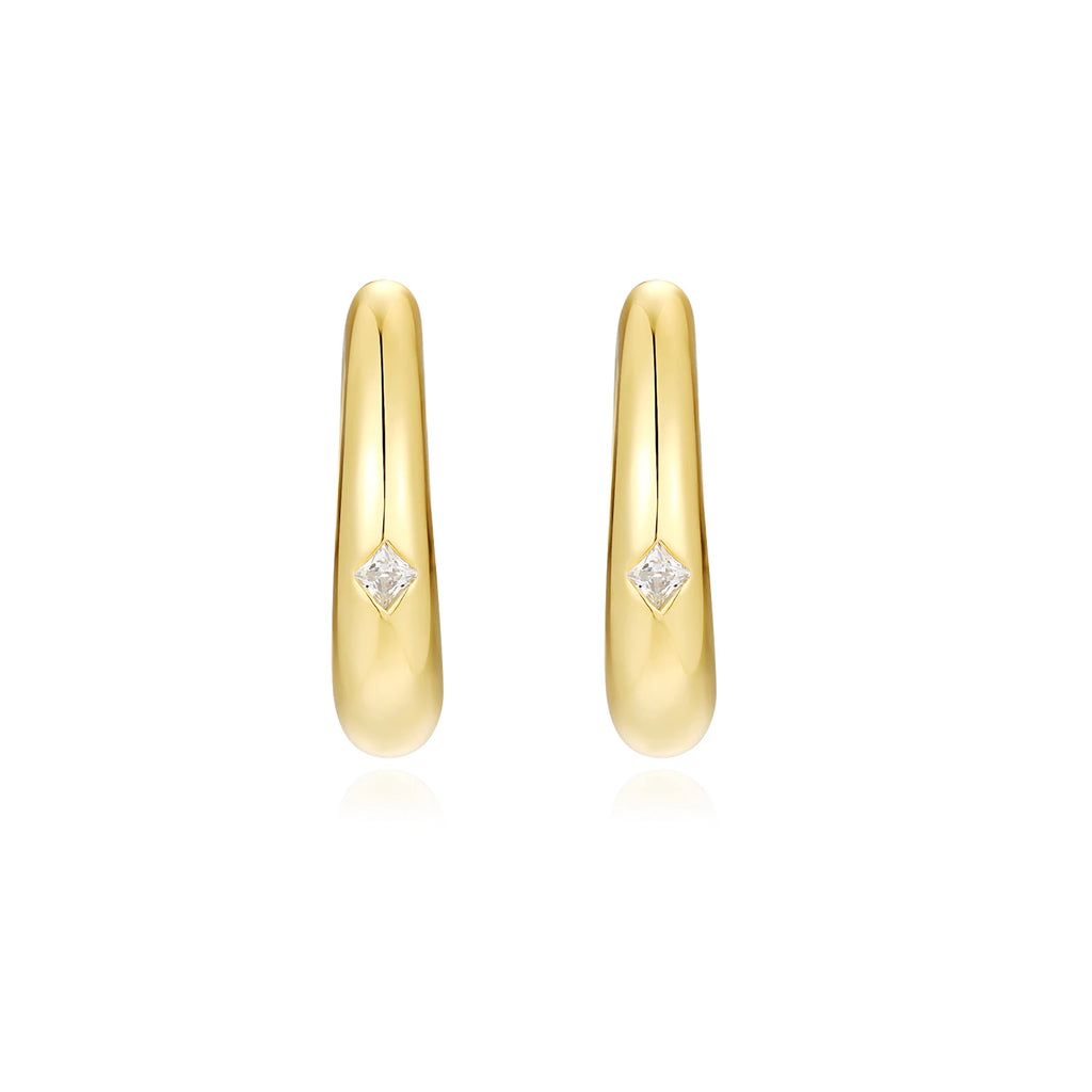 Square Moissanite Hoop Earrings Women S925 Silver 18K Gold Plated Hypoallergenic Jewelry