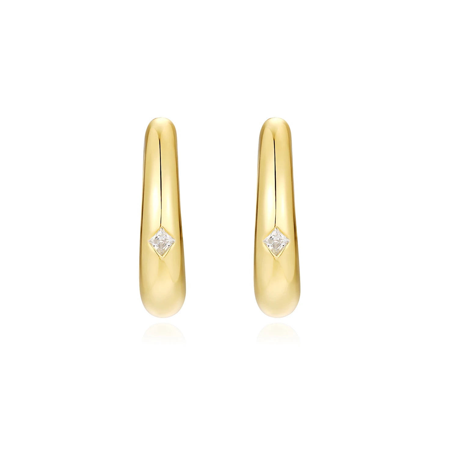 Square Moissanite Hoop Earrings Women S925 Silver 18K Gold Plated Hypoallergenic Jewelry