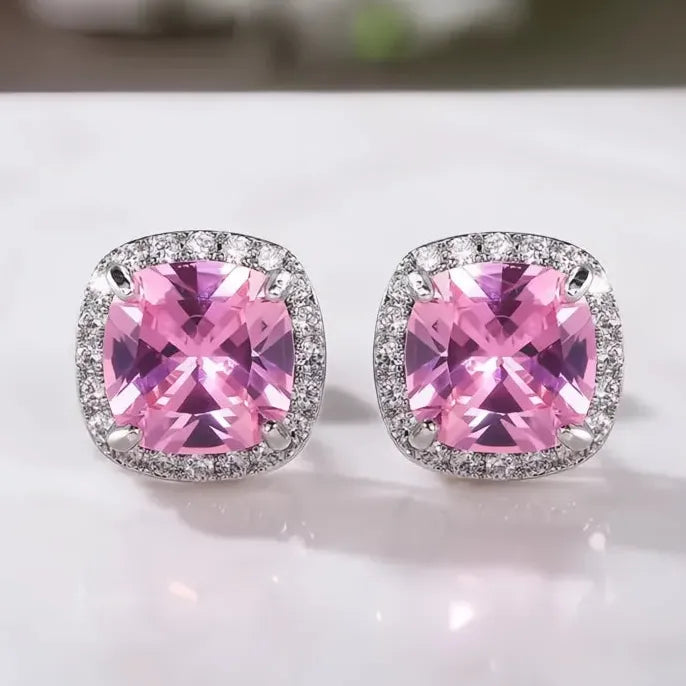 Geometric Cubic Zirconia Stud Earrings Copper Alloy Wedding Engagement Jewelry