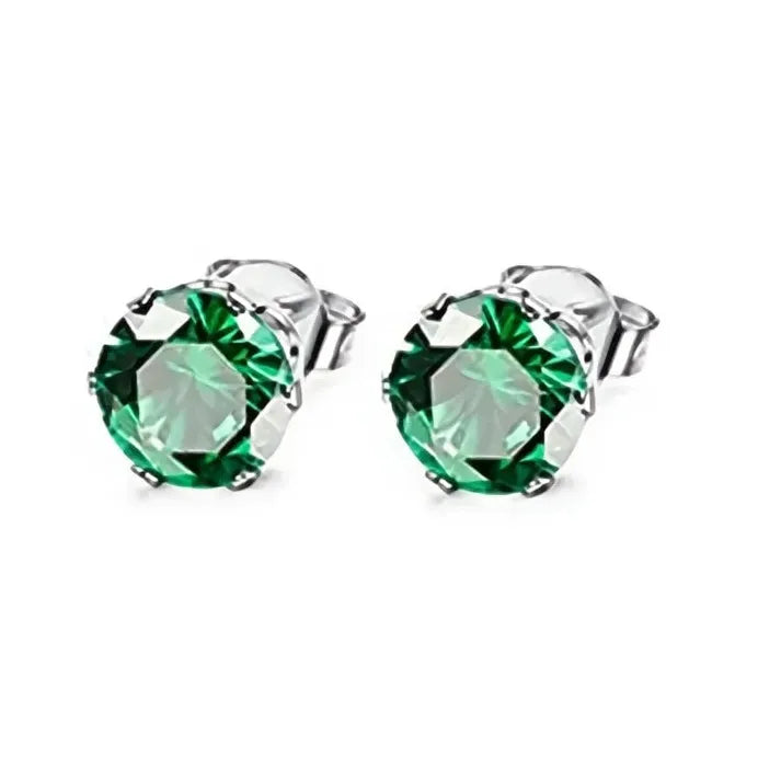 Geometric Cubic Zirconia Stud Earrings for Women, 12 Colors, Daily Wear