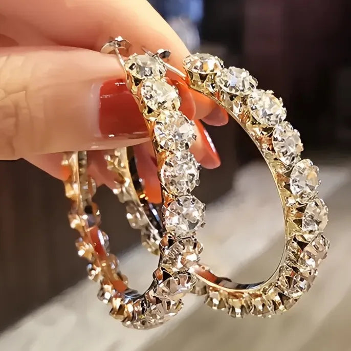 Geometric Copper Hoop Earrings with Cubic Zirconia for Women