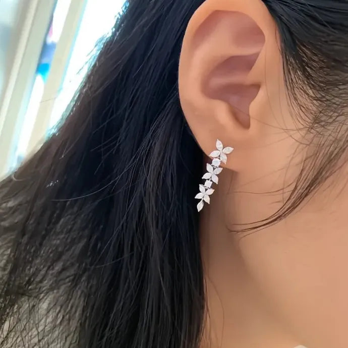 2021 Women's Geometric Bridal Wedding Drop Earrings Brass CZ Gift