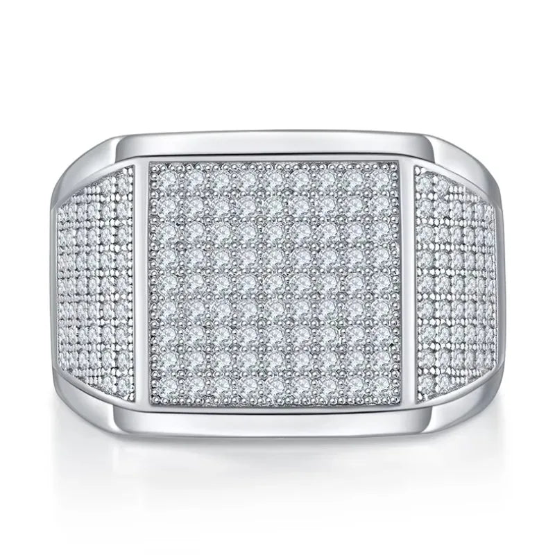 925 Sterling Silver Moissanite Wedding Ring Thick Solid Unisex Band Jewelry