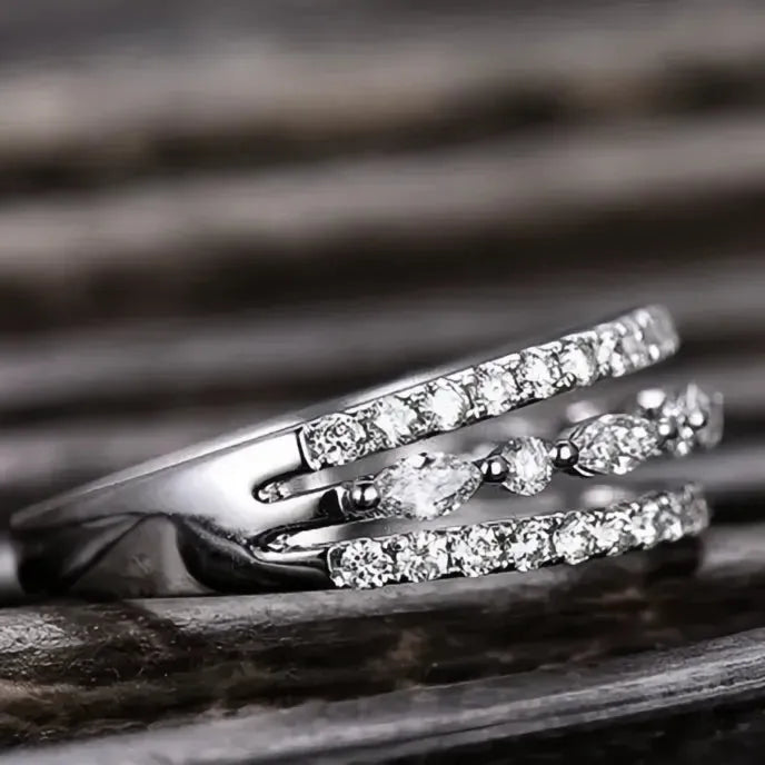 Women’s Geometric Cubic Zirconia Wedding Ring Brass Fashion Jewelry Party Band