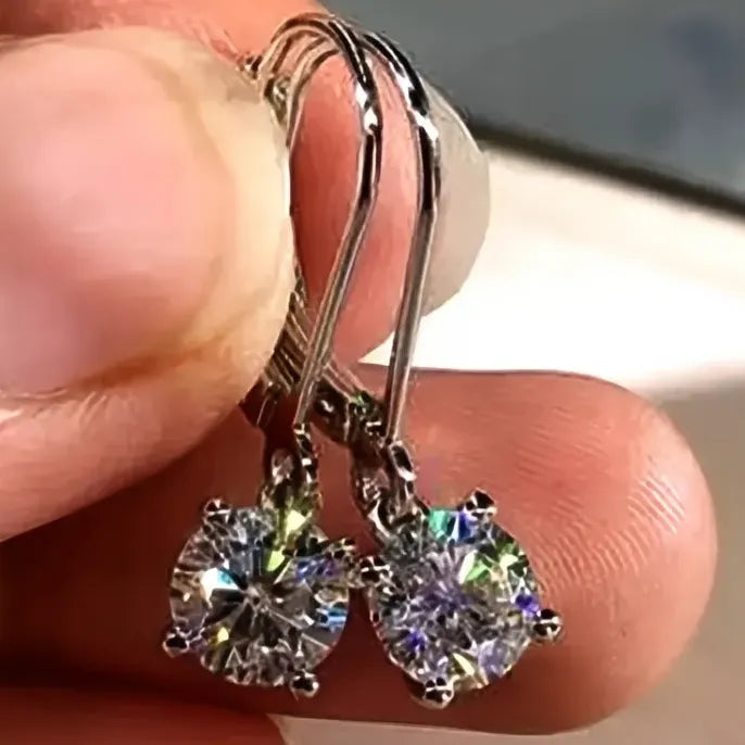 Elegant Round Cubic Zirconia Dangle Earrings for Women in Copper Alloy Gift