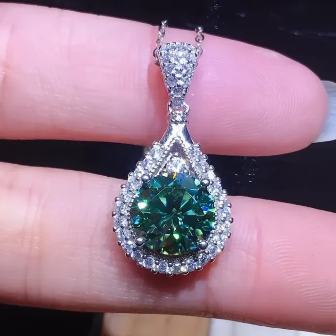 Geometric Green Cubic Zirconia Pendant Necklace for Women’s Wedding Jewelry