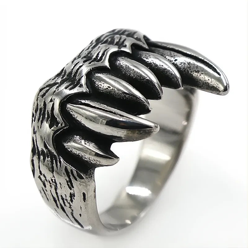 Unique Beast Teeth Ring Men 316L Stainless Steel Punk Gothic Biker Devil Jewelry Gift
