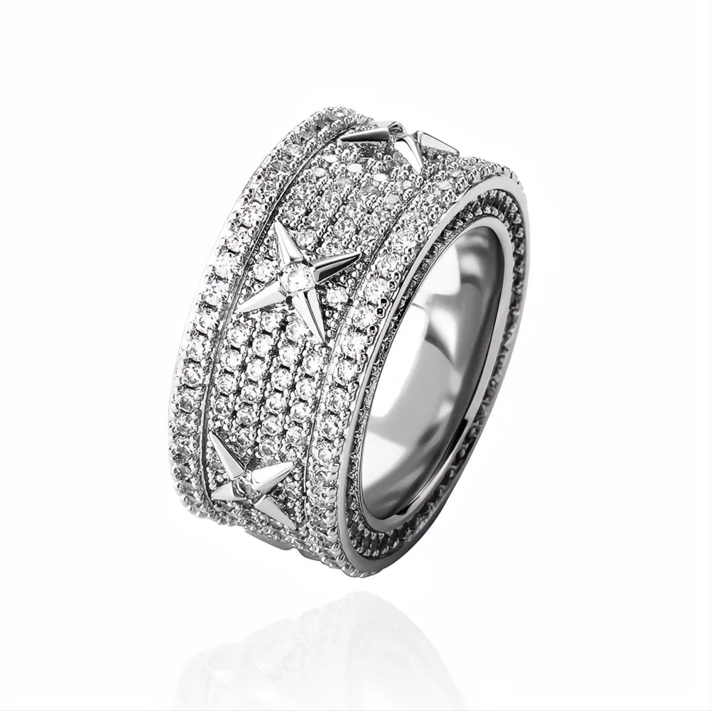 Men’s Luxury Iced Out Ring – White Gold Plated Full Micro Pave CZ Hip Hop Ring
