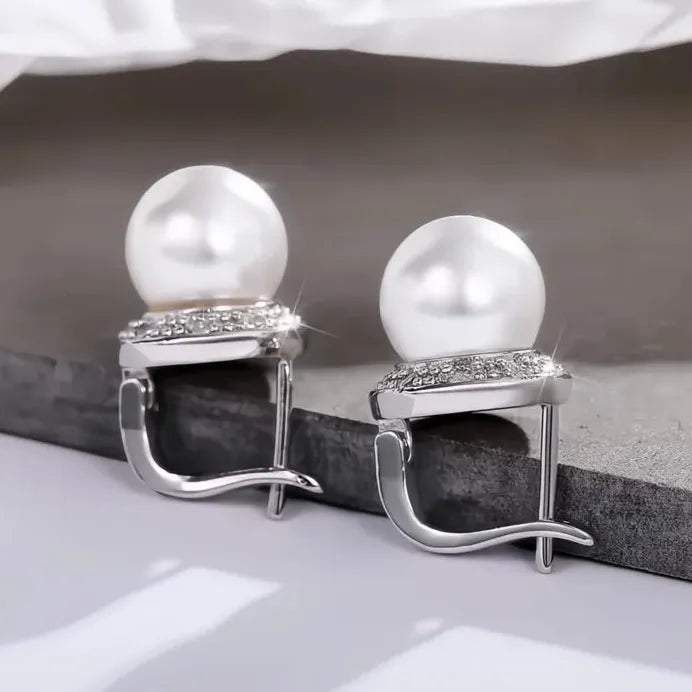 Elegant Simulated Pearl Stud Earrings for Women White Pink Bridal Jewelry