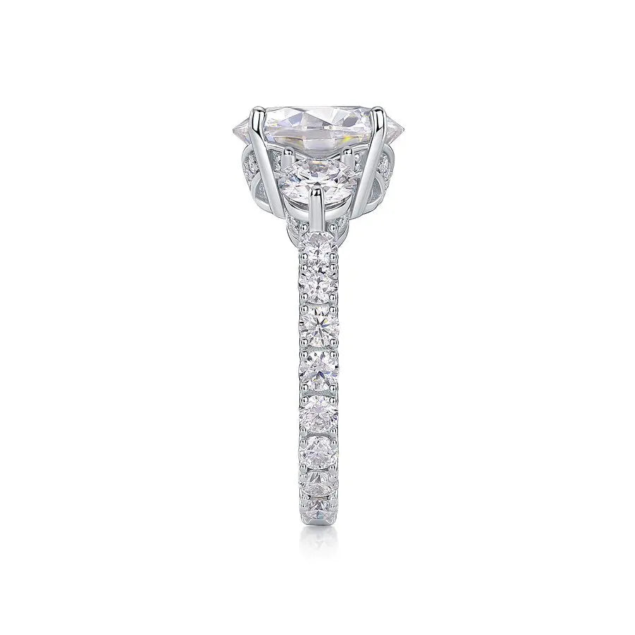 Luxury 5CT Round Cut Moissanite Ring Women S925 Sterling Silver 18K Gold Plated Jewelry