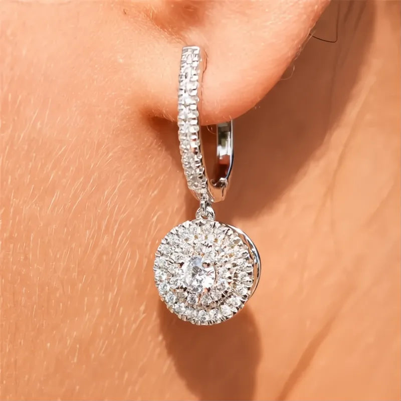 New Wedding Trend Eternity Drop Earrings for Women Cubic Zirconia Classic Elegant Jewelry