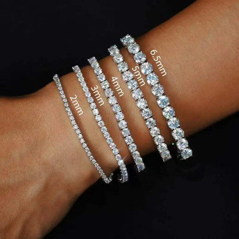 Moissanite Tennis Bracelet S925 Silver D Color VVS1 18K Gold Plated Unisex Jewelry