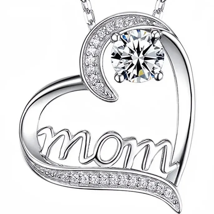 Mother's Day Pendant Necklace for Mom Copper Alloy Pink Flower CZ Jewelry
