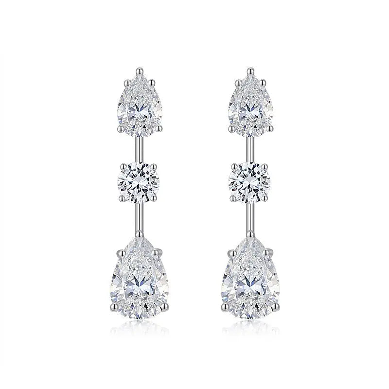 17CTW Pear & Round Moissanite Earrings 925 Sterling Silver Drop Jewelry Women