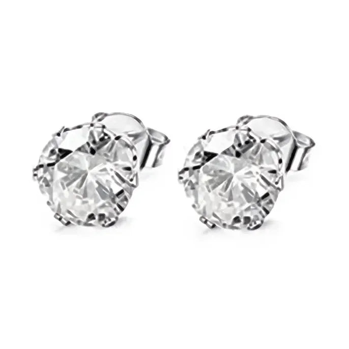 Minimalist Silver Geometric Cubic Zirconia Stud Earrings 6 Claws Unisex