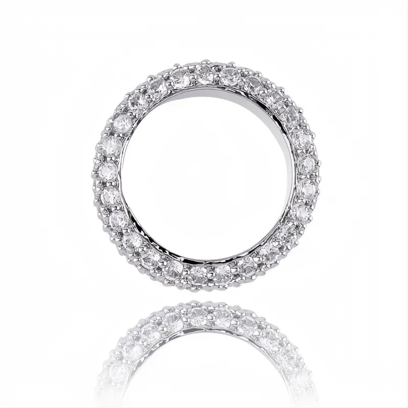 5 Row Iced Out CZ Bling Ring – Gold Silver Color Hip Hop Ring for Men