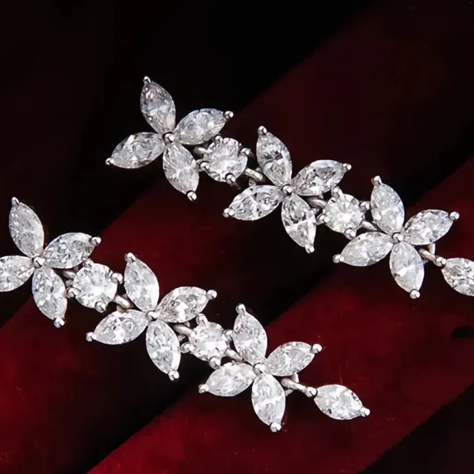 2021 Women's Geometric Bridal Wedding Drop Earrings Brass CZ Gift