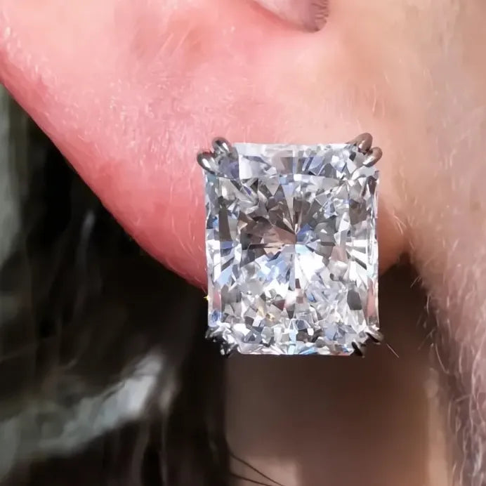 Geometric Rectangular Cubic Zirconia Stud Earrings for Women Wedding Jewelry
