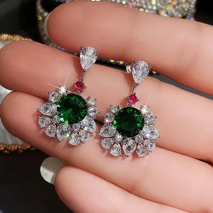 Vintage Geometric Copper Alloy Earrings with Cubic Zirconia for Women