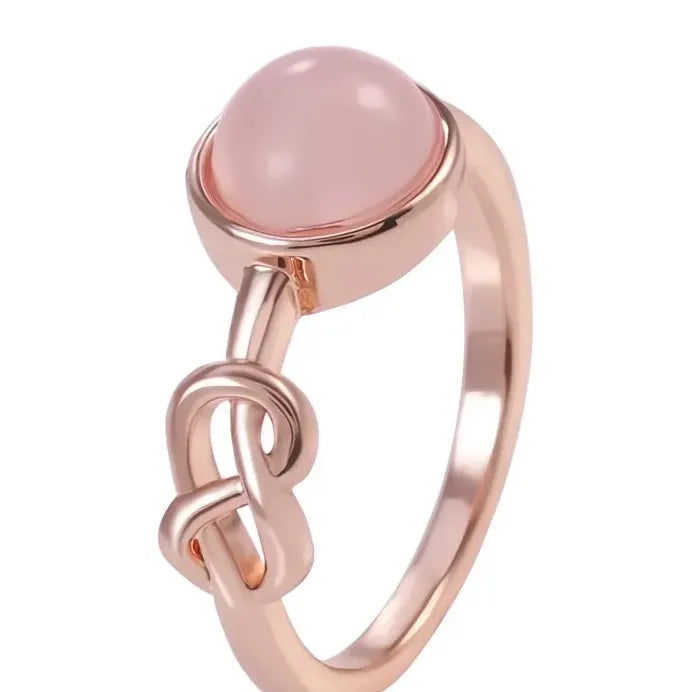Rose Gold Women's Geometric Solitaire Pink Acrylic Stone Ring