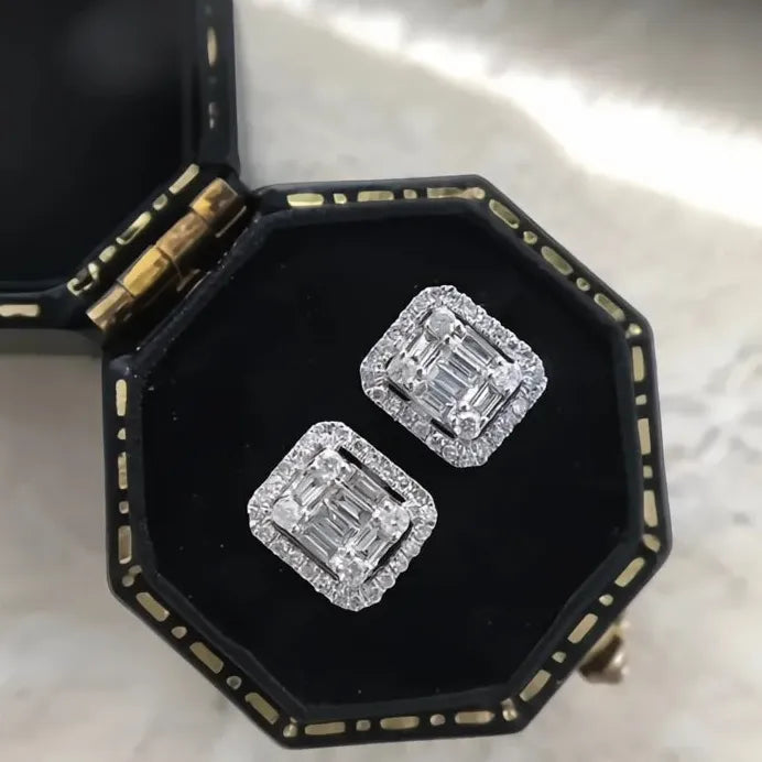 Geometric Cubic Zirconia Stud Earrings for Women Daily & Party Wear