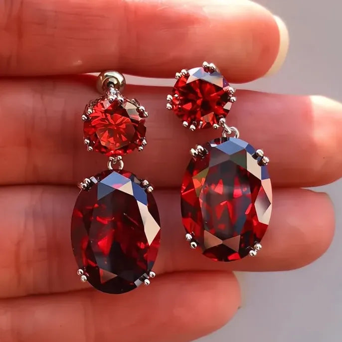 Simple Stylish Big Oval Cubic Zirconia Women Drop Earrings Elegant Trendy Jewelry