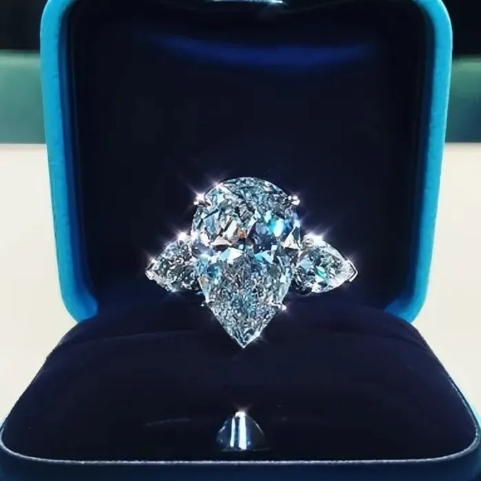 Luxury Crystal Water Drop CZ Engagement Ring for Women Wedding Gift
