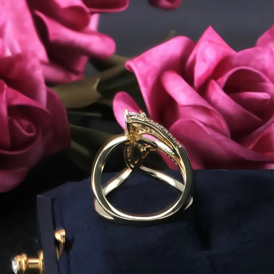 Luxury Irregular Magical Witch Ring Women’s Brass Pave Setting Cubic Zirconia Jewelry