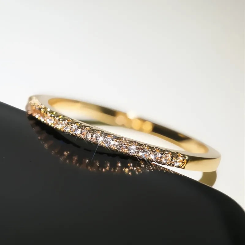 Minimalist Thin Cubic Zirconia Rings for Women Wedding Band Fashion Jewelry