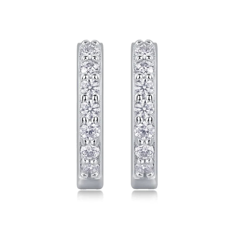 Chunky 925 Sterling Silver Moissanite Hoop Earrings for Women Christmas Gift Luxury