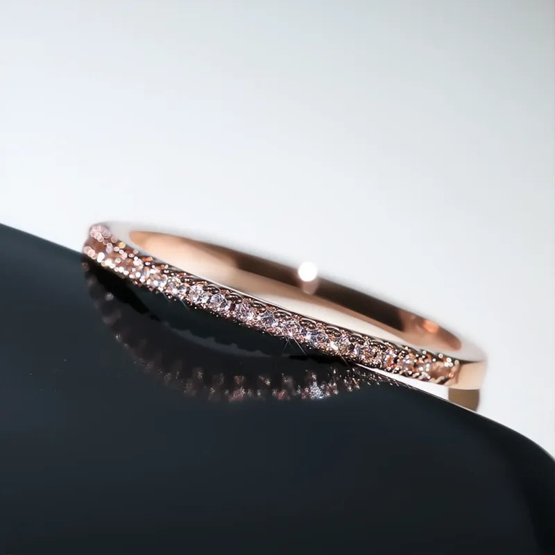 Minimalist Thin Cubic Zirconia Rings for Women Wedding Band Fashion Jewelry