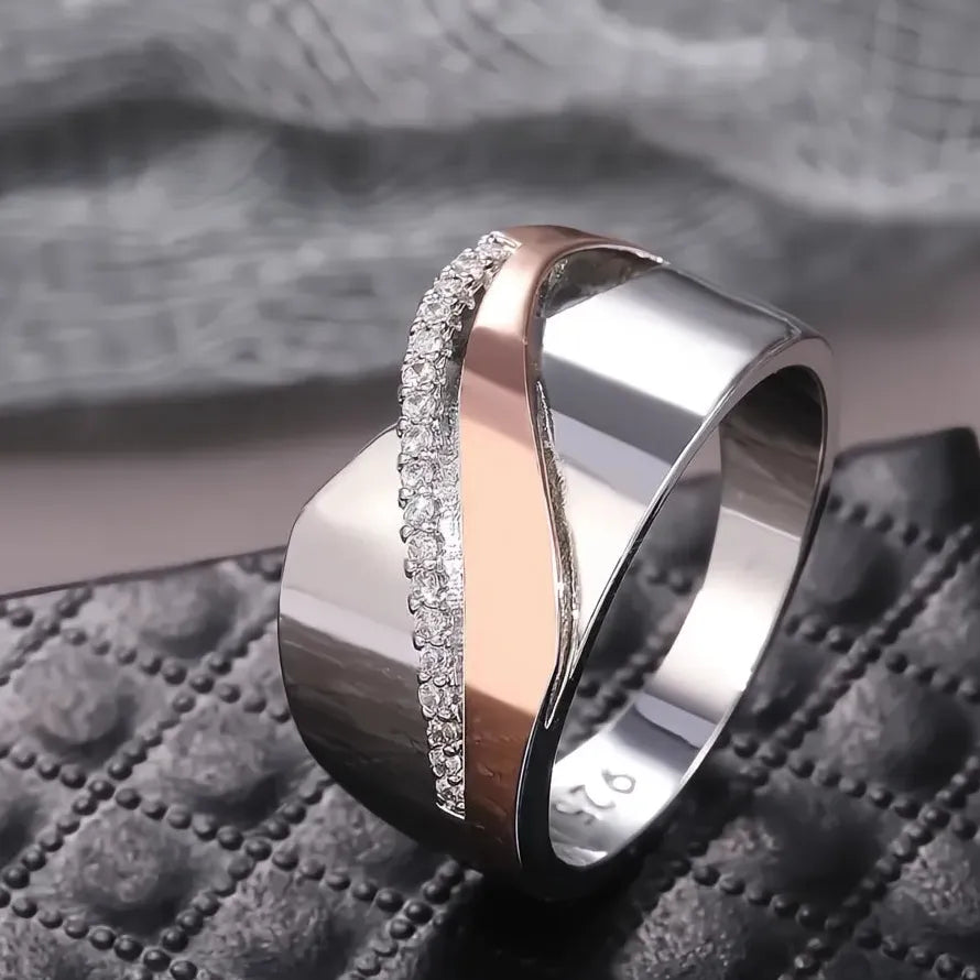 Geometric Zircon Stone Women’s Ring Brass Fashion Jewelry Party Office