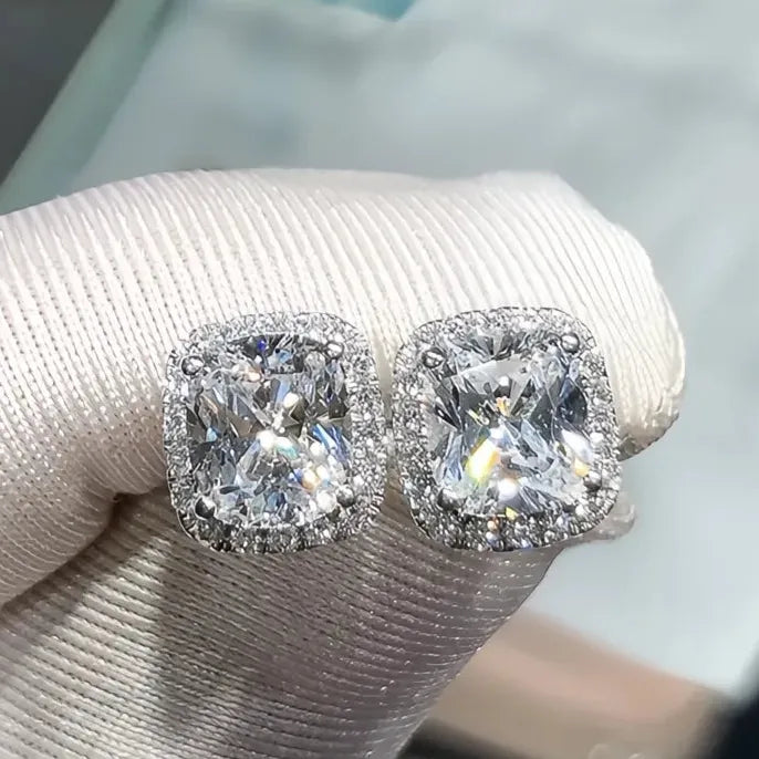 Geometric Cubic Zirconia Stud Earrings Copper Alloy Wedding Engagement Jewelry