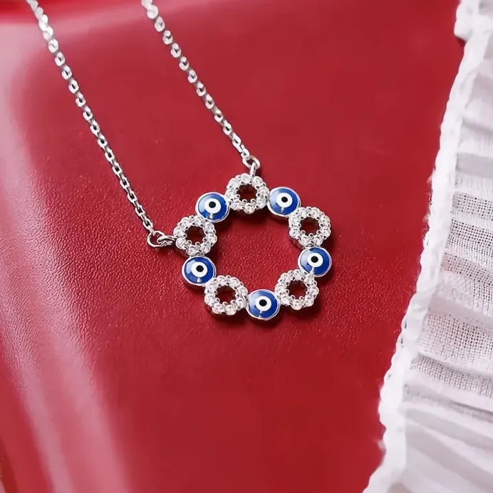 Elegant Lady Circle Pendant Necklace Silver Gold Cubic Zirconia Jewelry