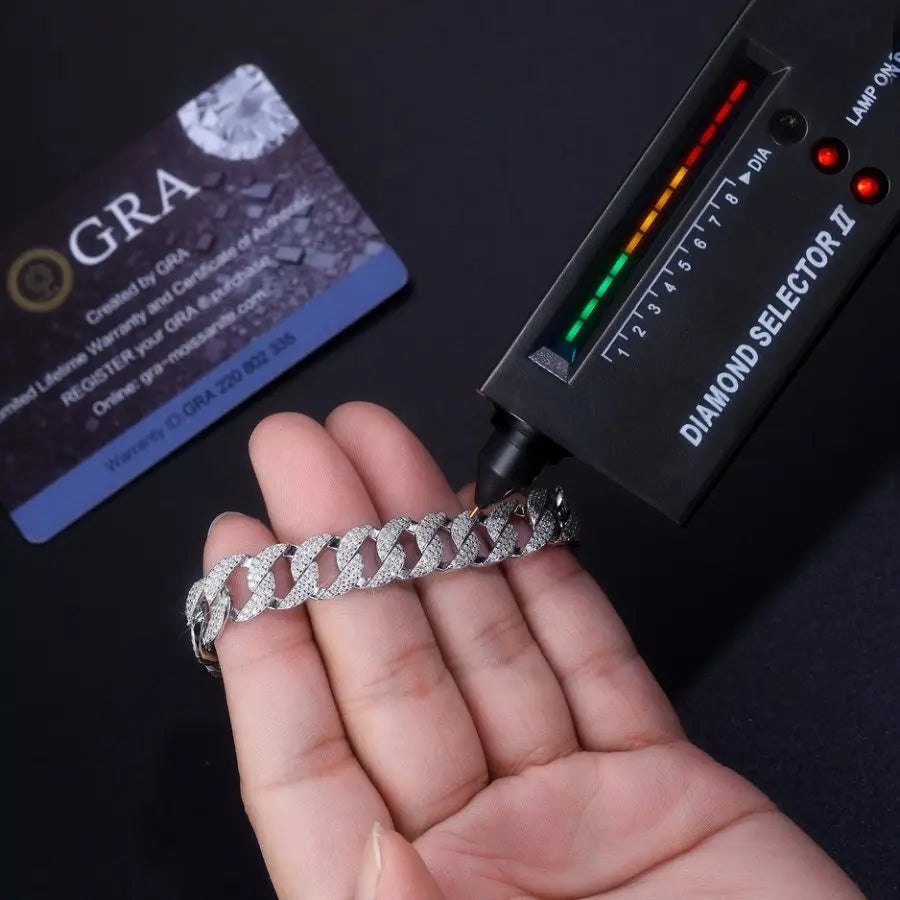 Hip Hop S925 Sterling Silver Moissanite Tennis Bracelet 18K Gold VVS1 Diamond Jewelry