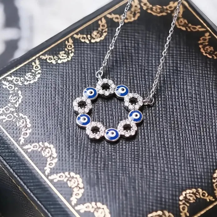 Elegant Lady Circle Pendant Necklace Silver Gold Cubic Zirconia Jewelry