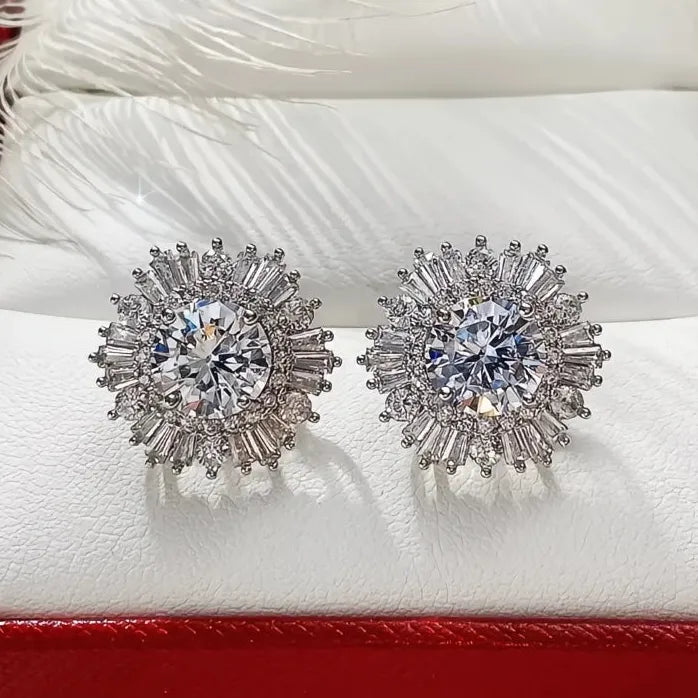 Geometric Cubic Zirconia Stud Earrings for Women Wedding Jewelry