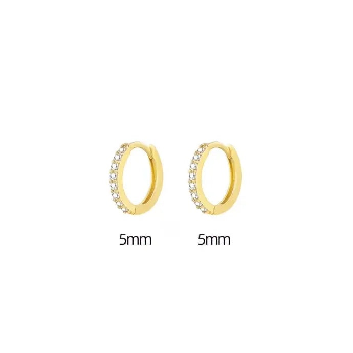 Minimalist Round Copper Hoop Earrings with Cubic Zirconia Geometric Design