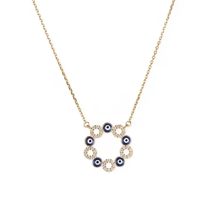 Elegant Lady Circle Pendant Necklace Silver Gold Cubic Zirconia Jewelry