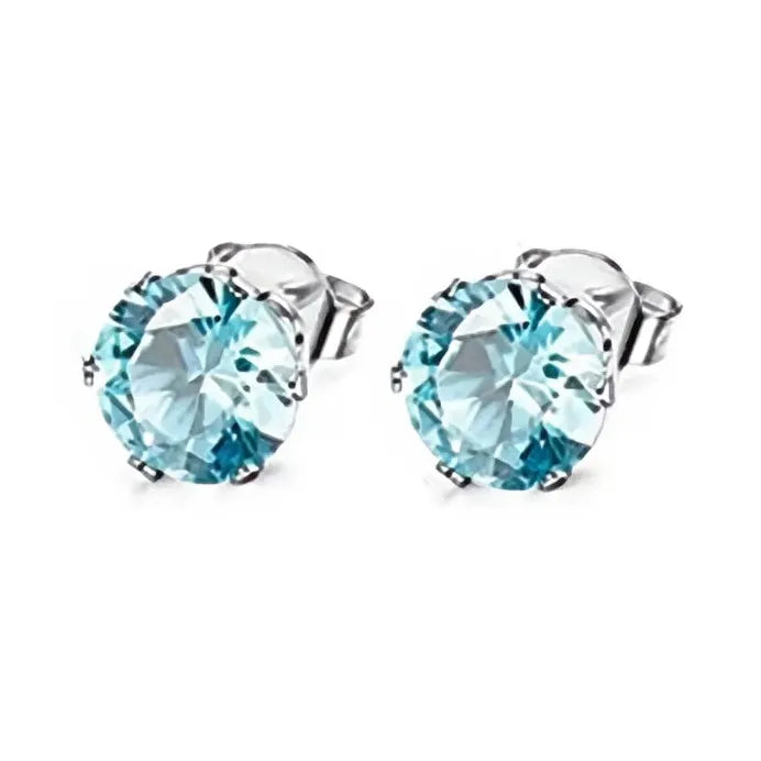 Geometric Cubic Zirconia Stud Earrings for Women, 12 Colors, Daily Wear