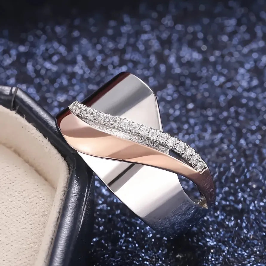 Geometric Zircon Stone Women’s Ring Brass Fashion Jewelry Party Office
