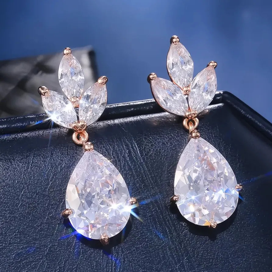 Water Drop Cubic Zirconia Necklace & Earrings Set for Women Wedding Gift