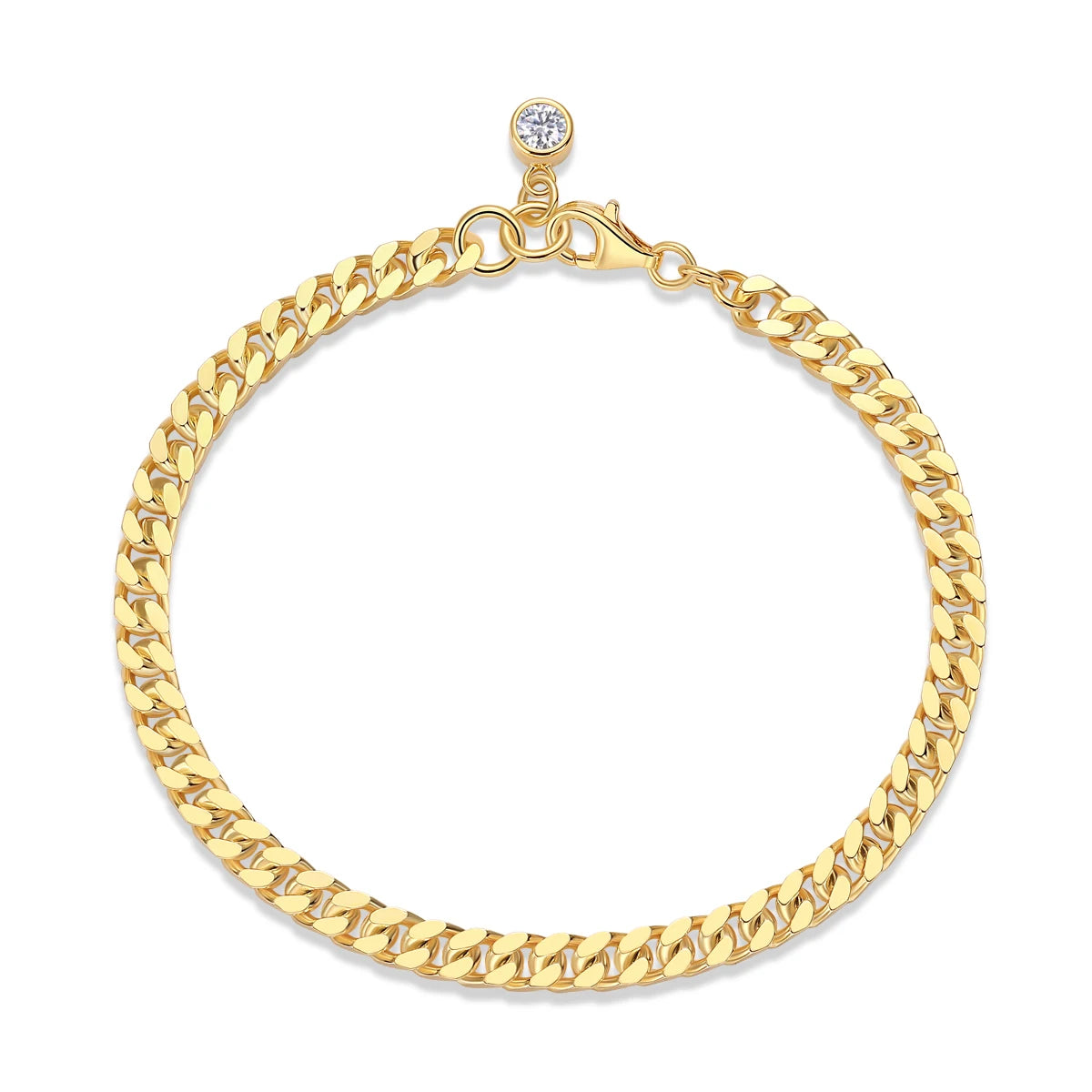 0.3ct Moissanite Cuban Chain Bracelet S925 Silver 18K Gold Plated Men Hip Hop Jewelry
